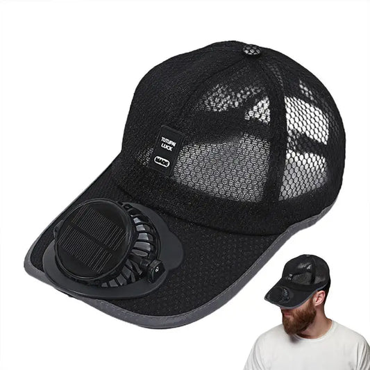 Solar Powered Charge Fan Baseball Caps Adults Summer Outdoor Sun Shading Breathable Duck Tongue Mesh Caps Men Women