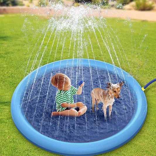 Dog Water Play Mat Splash Pad PVC Interactive Pet Toy for Outdoor Summer Cooling Fun Reusable Crawling Mat