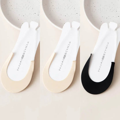 3 Pairs Invisible Boat Socks Women Summer Silicone Non-Slip Socks for High Heels Shoes Ice Silk Thin Half-Palm Suspender New