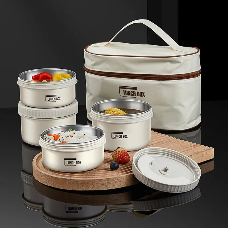 Lunch Box Portable Insulated Lunch Container Set Stackable  Stainless Steel Lunch Container