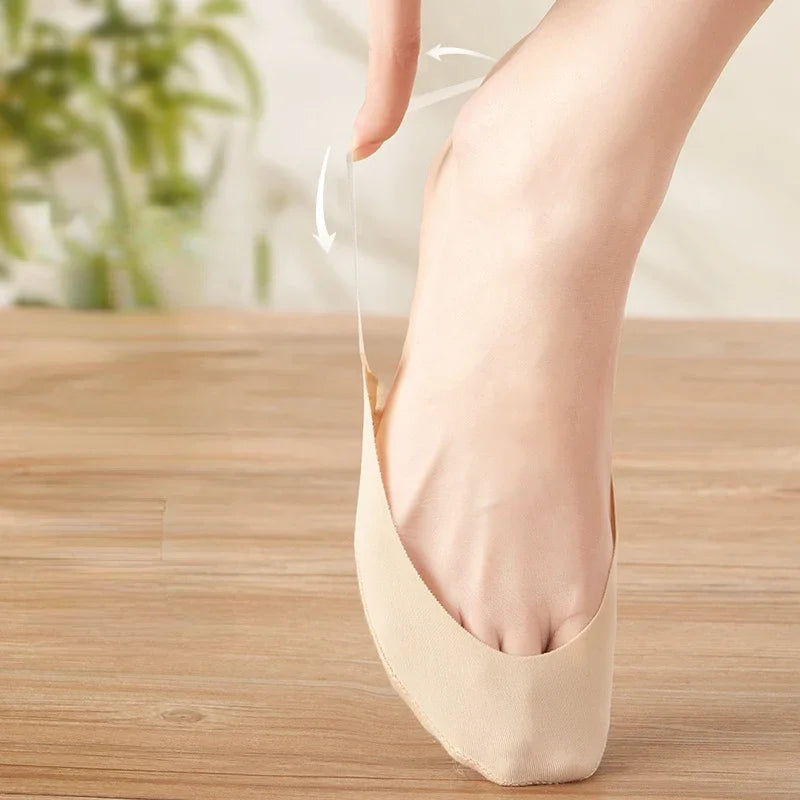 3 Pairs Invisible Boat Socks Women Summer Silicone Non-Slip Socks for High Heels Shoes Ice Silk Thin Half-Palm Suspender New