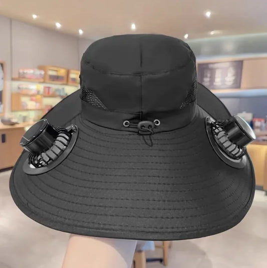 Mens Quick Dry Bucket Hat Large Size Sun Hat with Solar Powered Fan USB Rechargeable for Outdoor Hiking Camping Fishing Activity