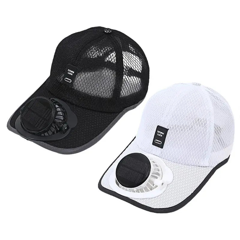 Solar Powered Charge Fan Baseball Caps Adults Summer Outdoor Sun Shading Breathable Duck Tongue Mesh Caps Men Women