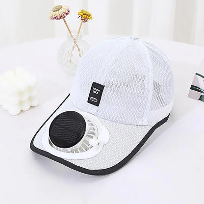 Solar Powered Charge Fan Baseball Caps Adults Summer Outdoor Sun Shading Breathable Duck Tongue Mesh Caps Men Women
