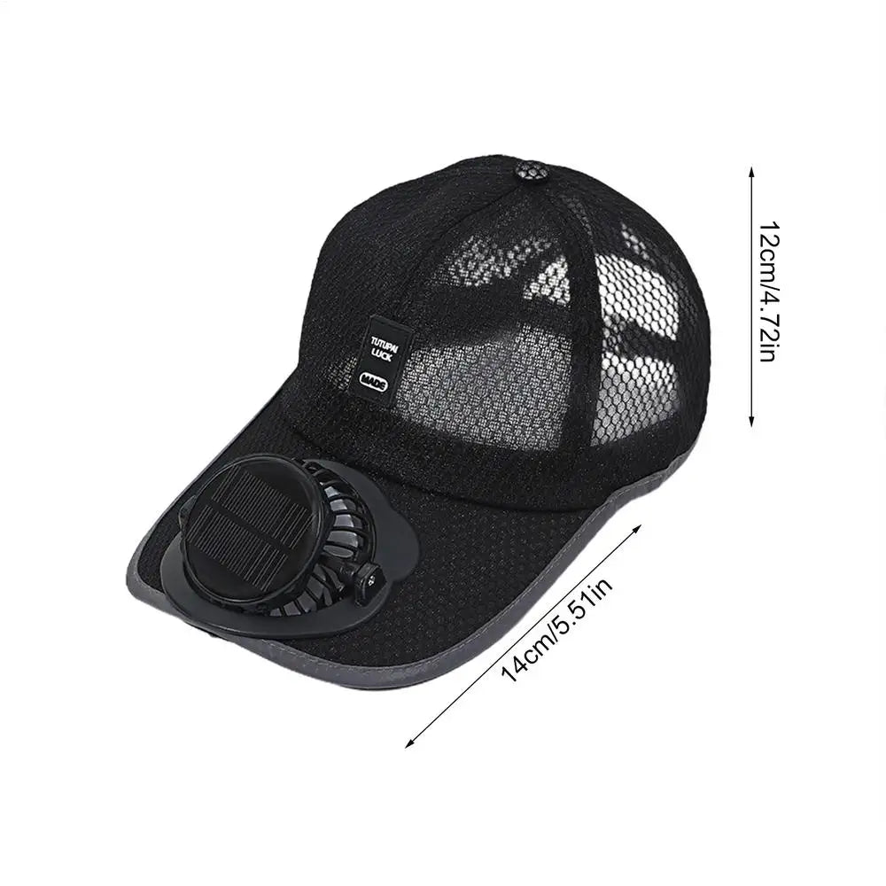 Solar Powered Charge Fan Baseball Caps Adults Summer Outdoor Sun Shading Breathable Duck Tongue Mesh Caps Men Women
