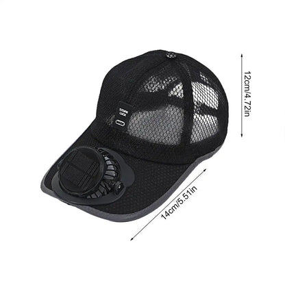 Solar Powered Charge Fan Baseball Caps Adults Summer Outdoor Sun Shading Breathable Duck Tongue Mesh Caps Men Women