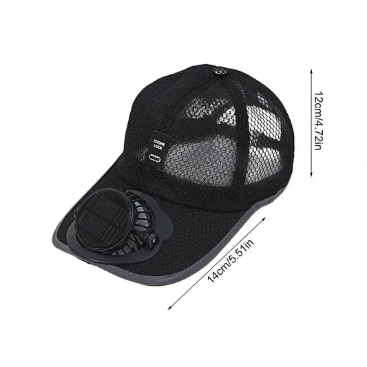 Solar Powered Charge Fan Baseball Caps Adults Summer Outdoor Sun Shading Breathable Duck Tongue Mesh Caps Men Women