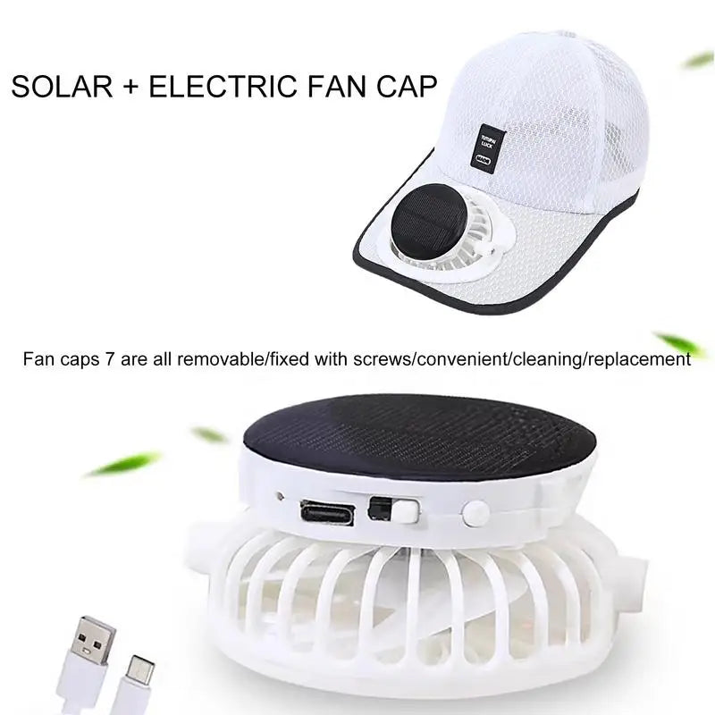 Solar Powered Charge Fan Baseball Caps Adults Summer Outdoor Sun Shading Breathable Duck Tongue Mesh Caps Men Women