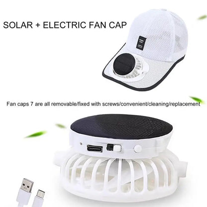 Solar Powered Charge Fan Baseball Caps Adults Summer Outdoor Sun Shading Breathable Duck Tongue Mesh Caps Men Women