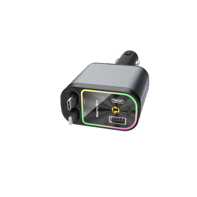 Starlight in Roof Retractable Charger with Lightning Cable, Dual Charge Port ,  -Automotive 4-In-1 Car Charger 